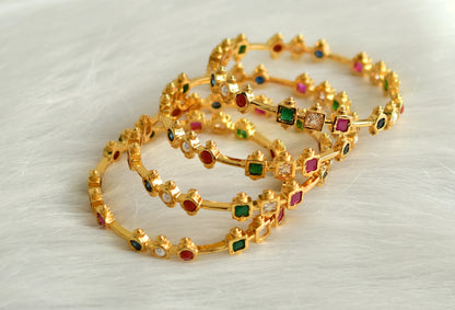 Gold tone navarathna set of 4 bangles(2.6) dj-32331