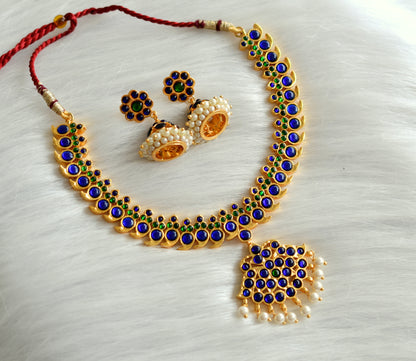 Gold tone blue-green mango necklace set dj-18166