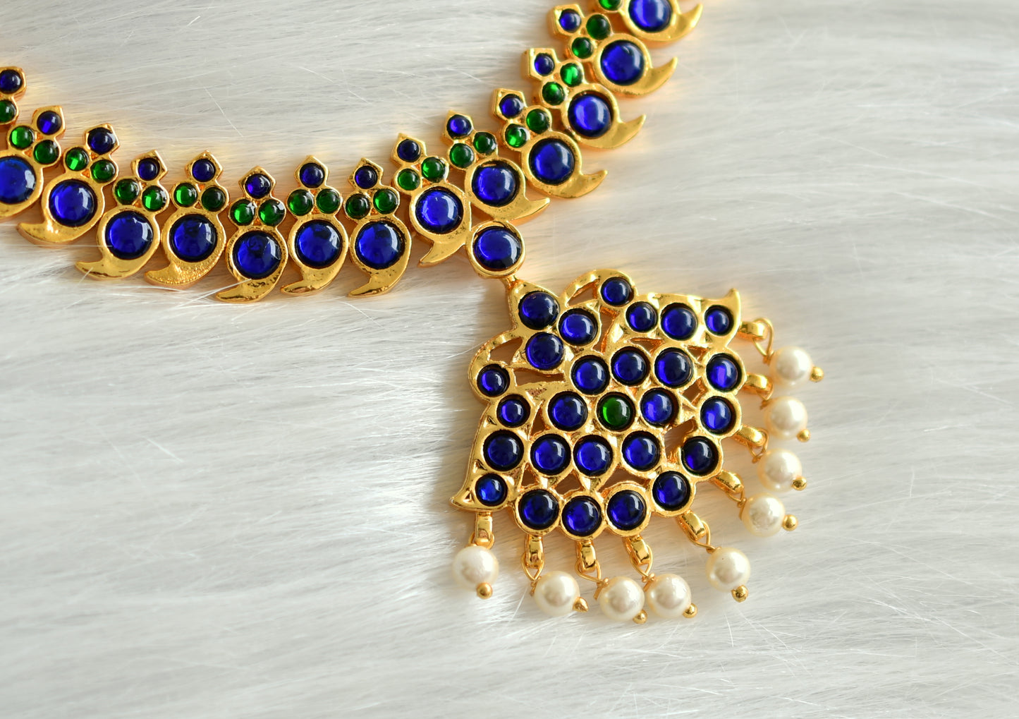 Gold tone blue-green mango necklace set dj-18166