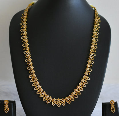 Matte finish cz white stone mango flower haar set dj-44387