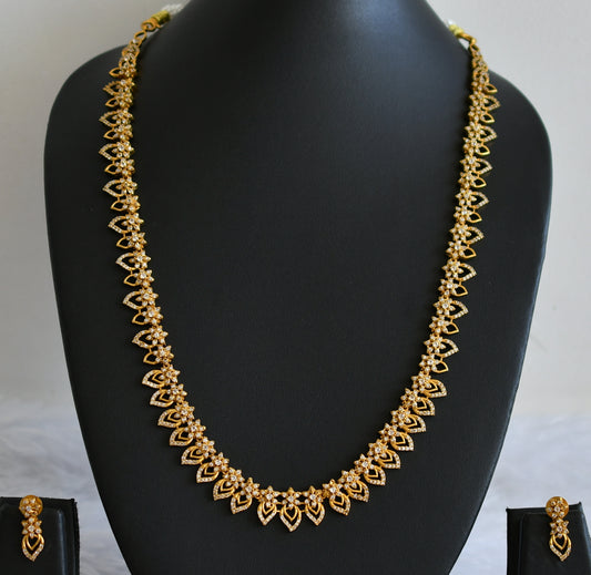 Matte finish cz white stone mango flower haar set dj-44387