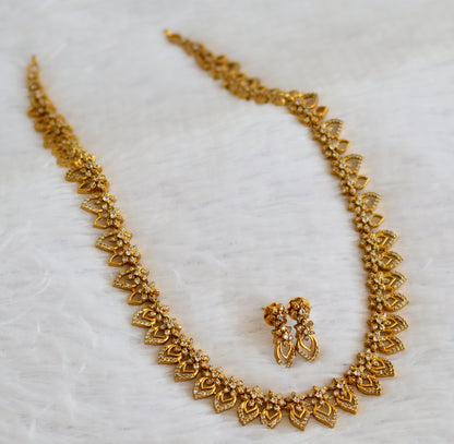 Matte finish cz white stone mango flower haar set dj-44387