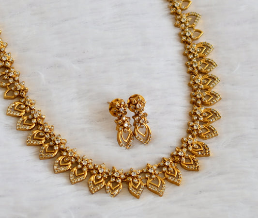 Matte finish cz white stone mango flower haar set dj-44387