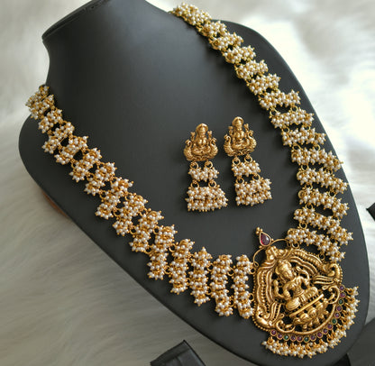 Matte finish gold look alike lakshmi haar set dj-32709