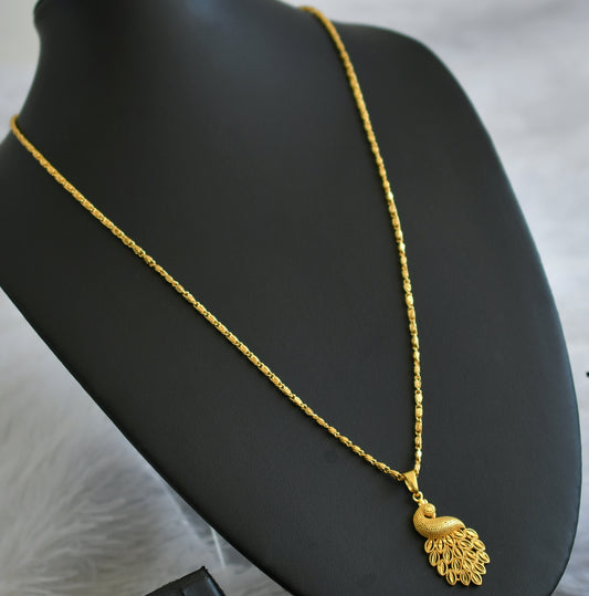 Gold tone 24 inches chain with peacock pendant dj-47463