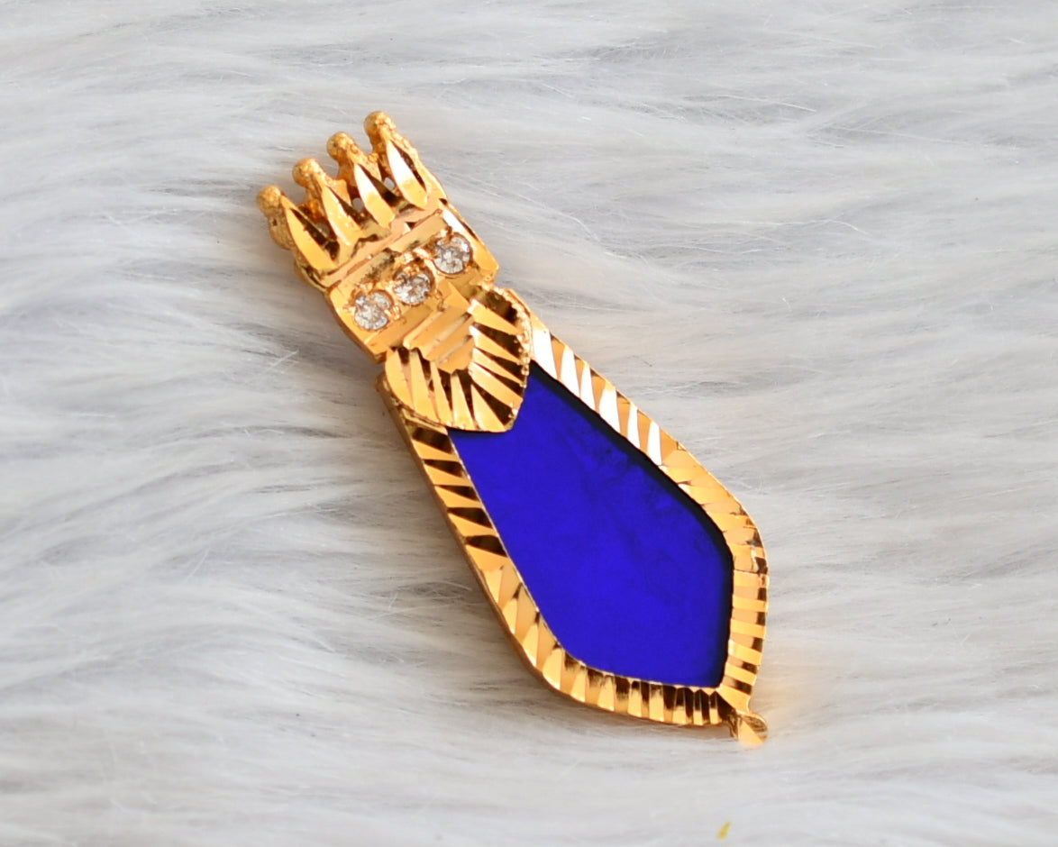 Gold tone kerala style blue-white nagapadam pendant dj-45940
