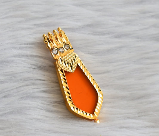 Gold tone kerala style orange-white nagapadam pendant dj-45942
