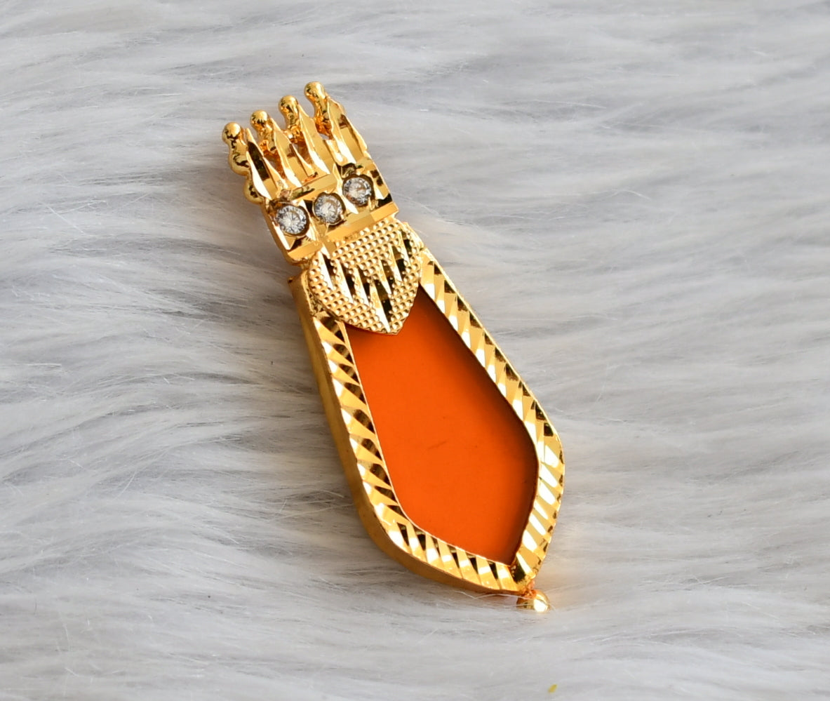 Gold tone kerala style orange-white nagapadam pendant dj-45942