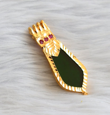 Gold tone kerala style pink-green nagapadam pendant dj-45937