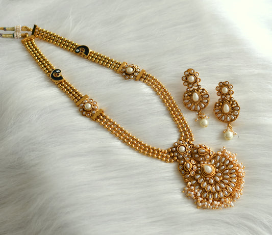 Antique gold tone pearl cluster peacock Haar set dj-26553