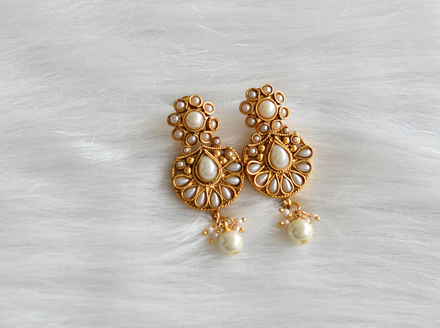 Antique gold tone pearl cluster peacock Haar set dj-26553