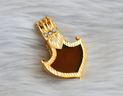 Gold tone kerala style brown-white palakka pendant dj-45944