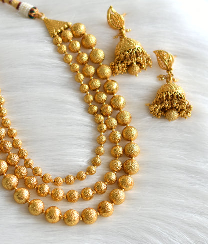 Antique gold tone multilayer beaded necklace set dj-10578