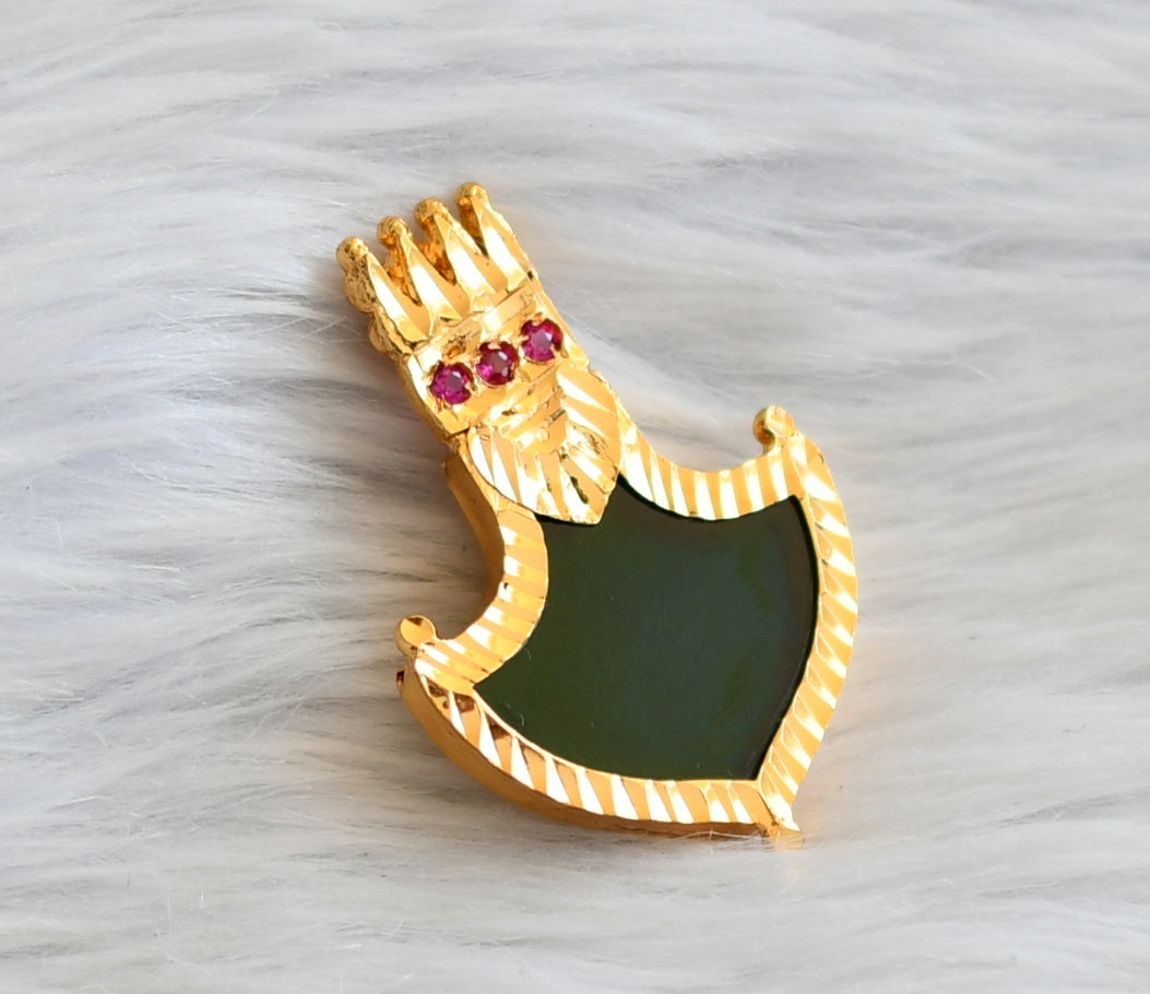 Gold tone kerala style pink-green palakka pendant dj-45945