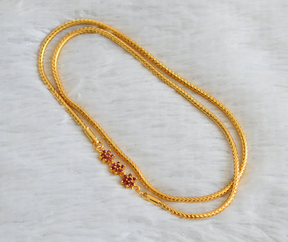 Gold tone ruby stone flower mugappu chain dj-47585