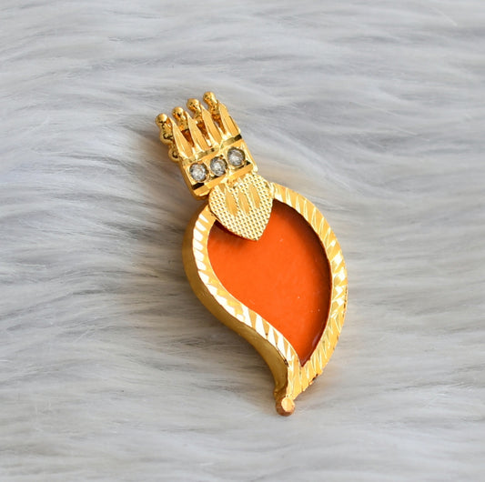 Gold tone kerala style orange-white mango pendant dj-45956