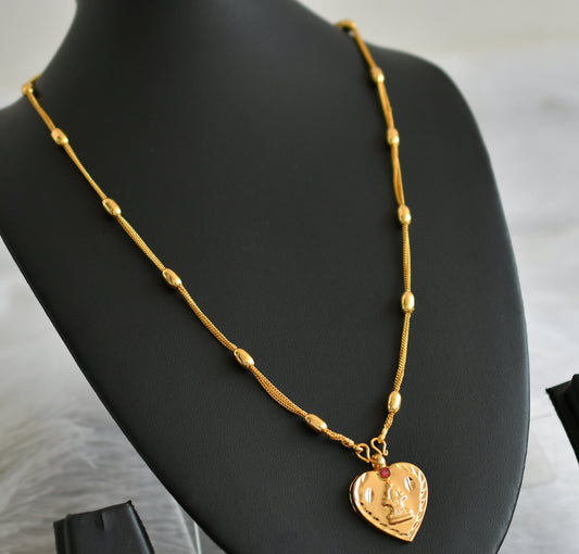 Gold tone 24 inches chain with shiva heart pendant dj-47156