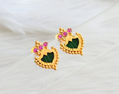 Gold tone pink-green palakka Kodi Necklace set dj-35568