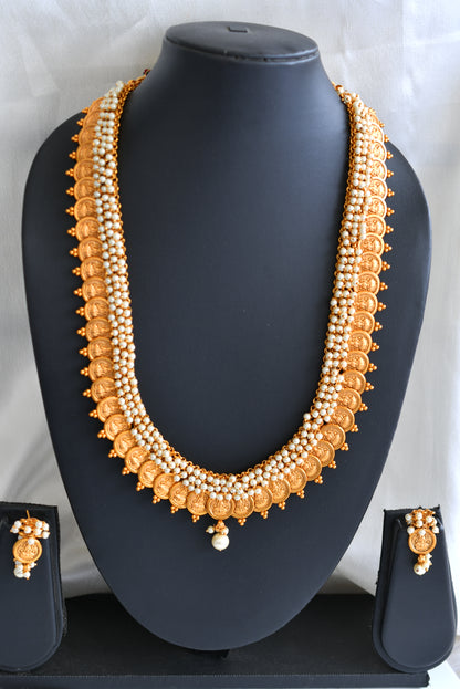 Matte Finish Pearl cluster Lakshmi Coin Short Haar Set DJ20285