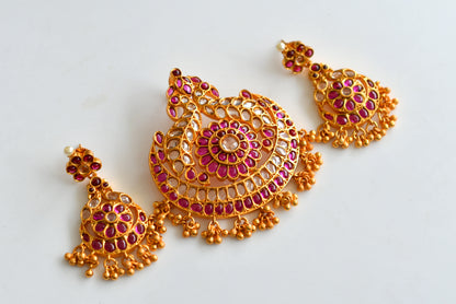 Matte Finish Kundan-real Kemp Peacock Pendant Set -dj14526