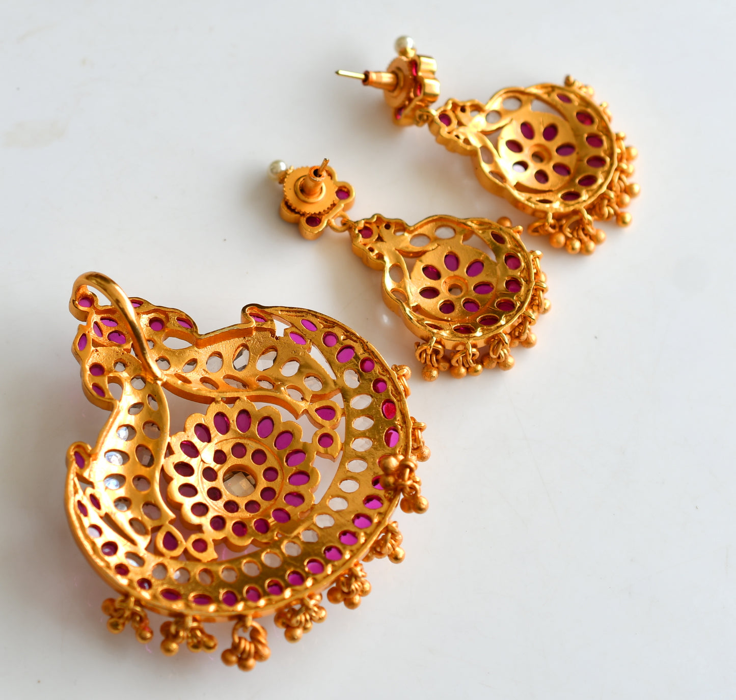 Matte Finish Kundan-real Kemp Peacock Pendant Set -dj14526