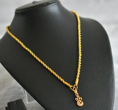 Gold tone 18 inches rope chain with white flower pendant dj-47605