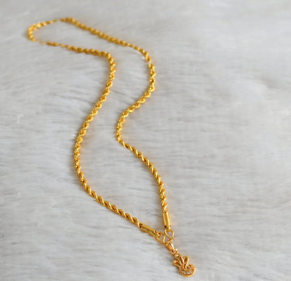 Gold tone 18 inches rope chain with white flower pendant dj-47605