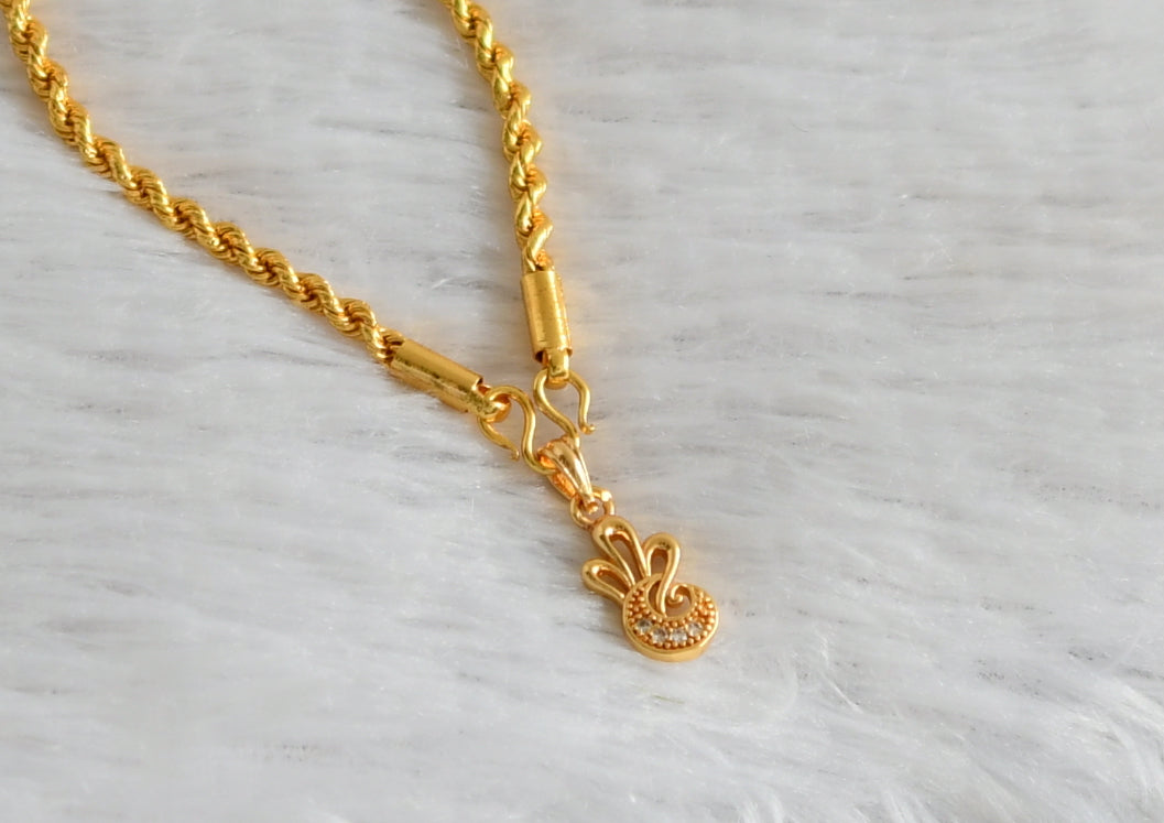 Gold tone 18 inches rope chain with white flower pendant dj-47605