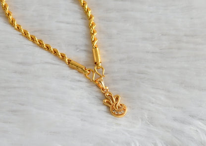 Gold tone 18 inches rope chain with white flower pendant dj-47605