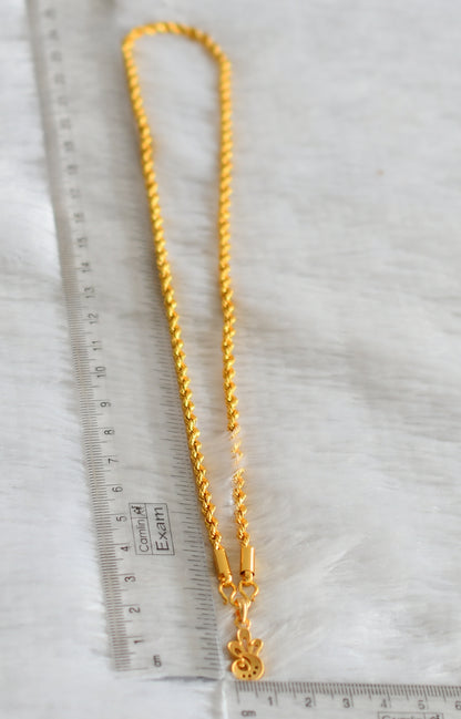 Gold tone 18 inches rope chain with white flower pendant dj-47605