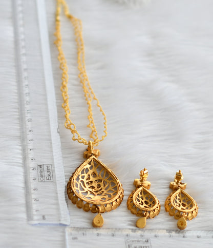 Antique gold tone replica kundan white necklace set dj-44248