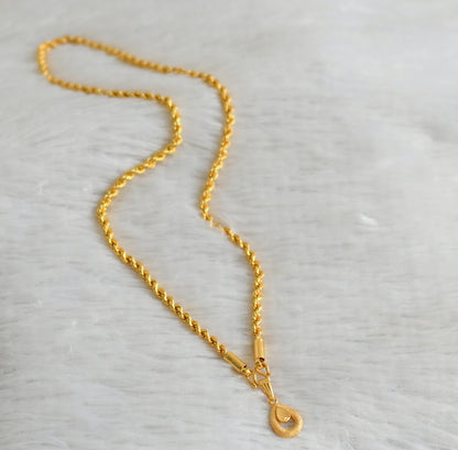 Gold tone 18 inches rope chain with thilak pendant dj-47603