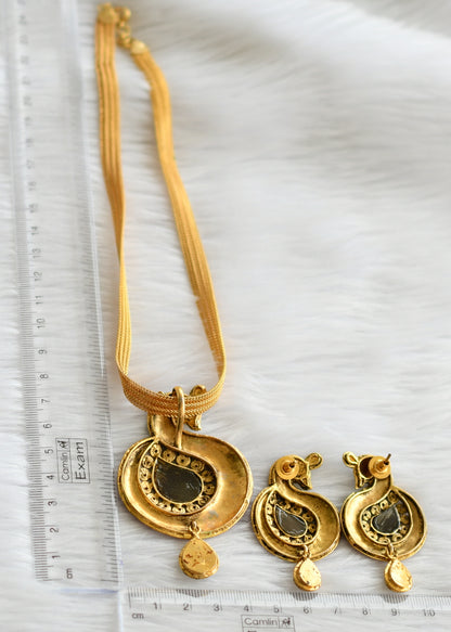 Antique gold tone replica meenakari peacock feather necklace set dj-44245