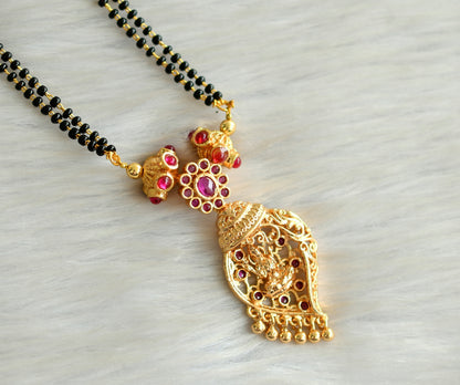 Gold tone pink stone lakshmi mangalsutra dj-42786