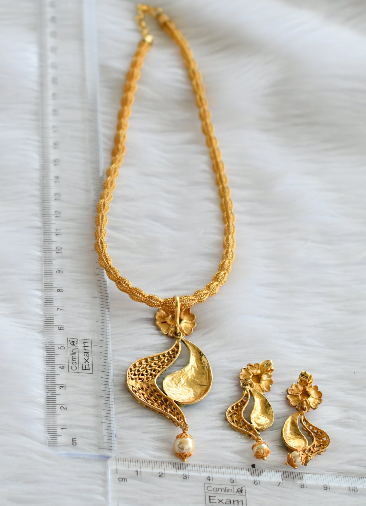 Antique gold tone replica meenakari peacock necklace set dj-44246