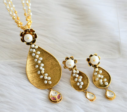 Antique gold tone replica pearl necklace set dj-44239
