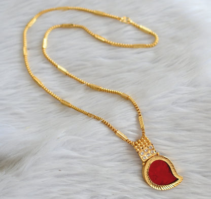 Gold tone 24 inchice chain with red-white kerala style mango pendant dj-46001