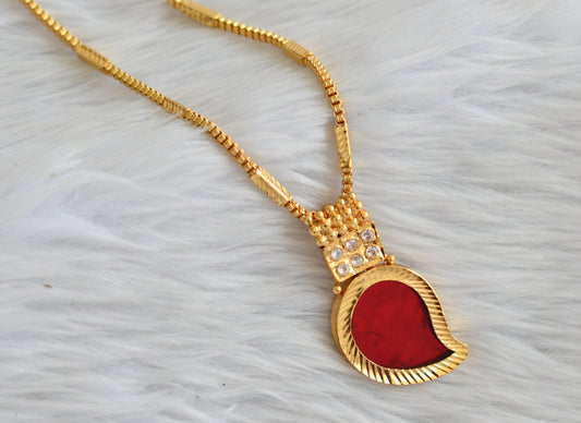 Gold tone 24 inchice chain with red-white kerala style mango pendant dj-46001