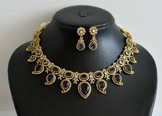 Antique cz-purple stone mango victorian necklace set dj-49441