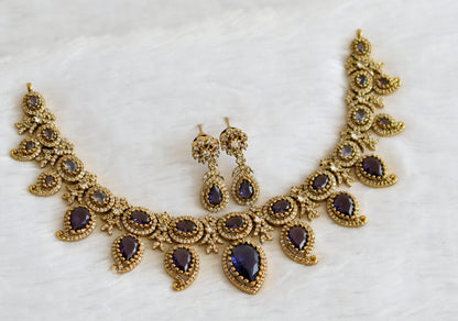 Antique cz-purple stone mango victorian necklace set dj-49441