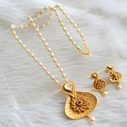 Antique gold tone replica kundan pearl necklace set dj-44236