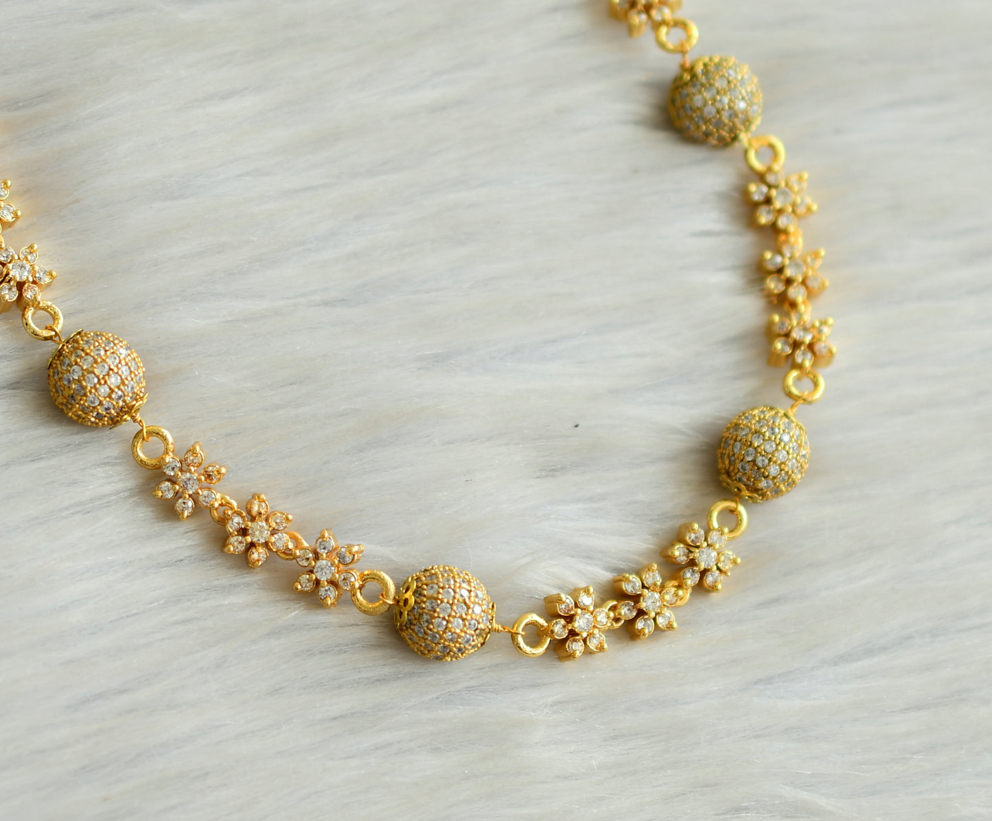 Gold tone cz white nakshatra necklace dj-42795