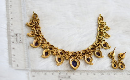 Antique cz-purple stone mango victorian necklace set dj-49441