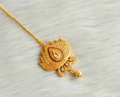 Gold tone cz white lotus tikka dj-42793