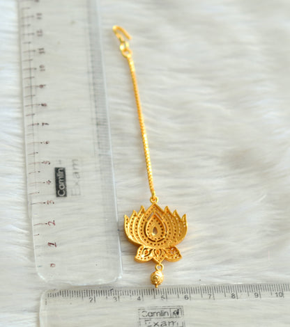 Gold tone cz white lotus tikka dj-42793