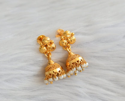 Gold tone pearl jhumkka dj-45996