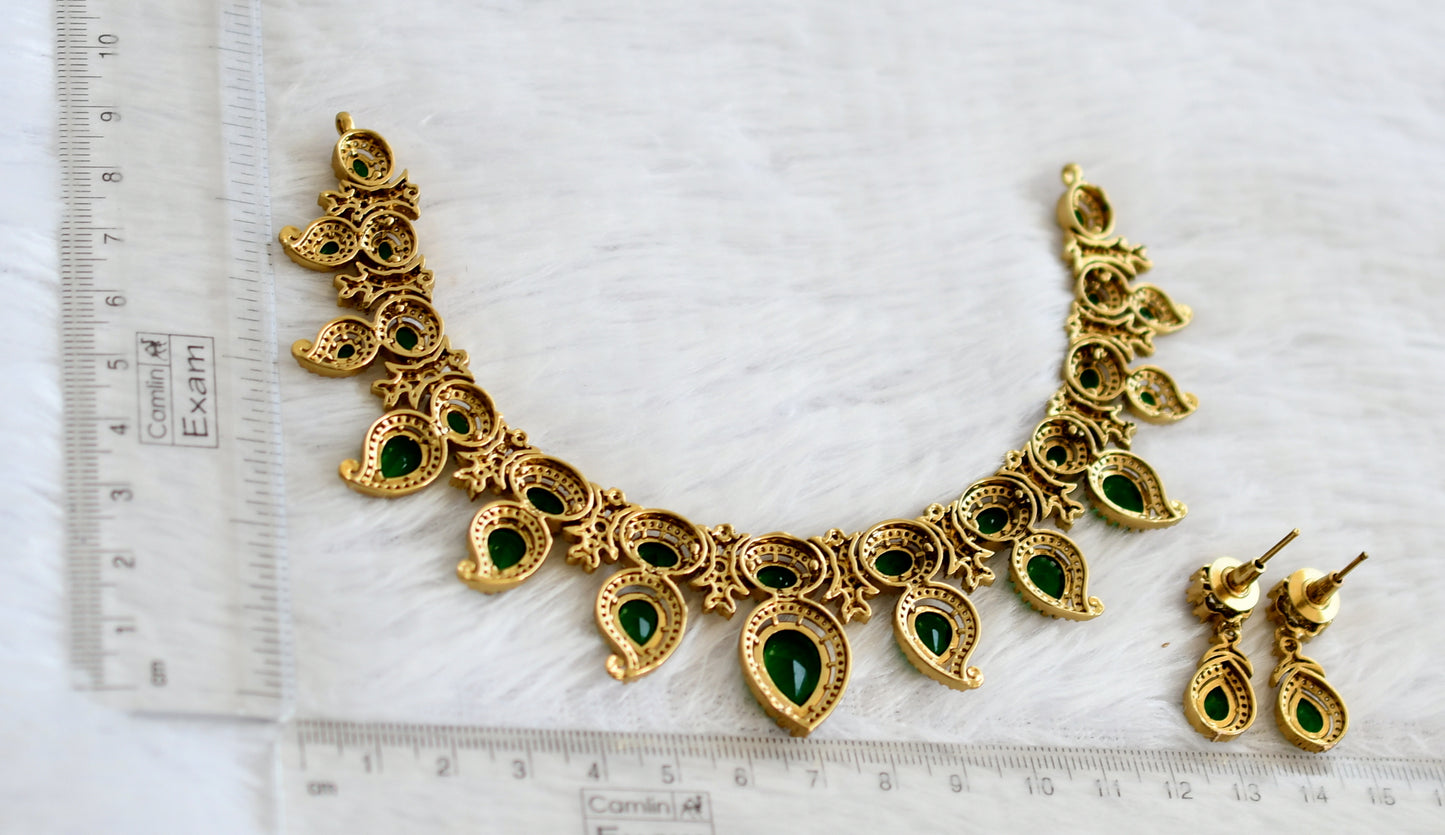 Antique cz-bottle green stone mango victorian necklace set dj-49439