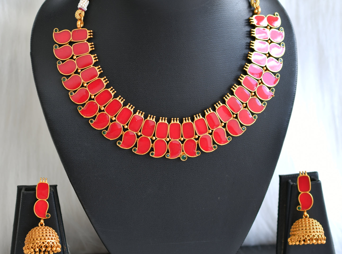 Matte finish Kerala style Red Mango necklace set dj-42818