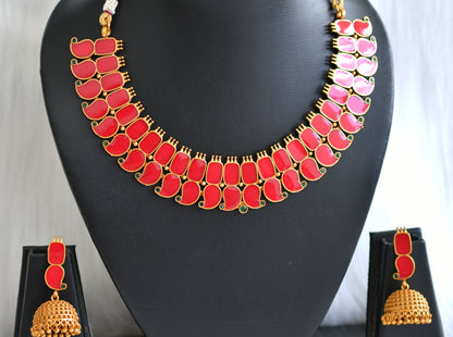 Matte finish Kerala style Red Mango necklace set dj-42818