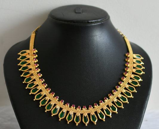 Beautiful Pink-green Nagapadam Kerala Style Designer Necklace DJ21141